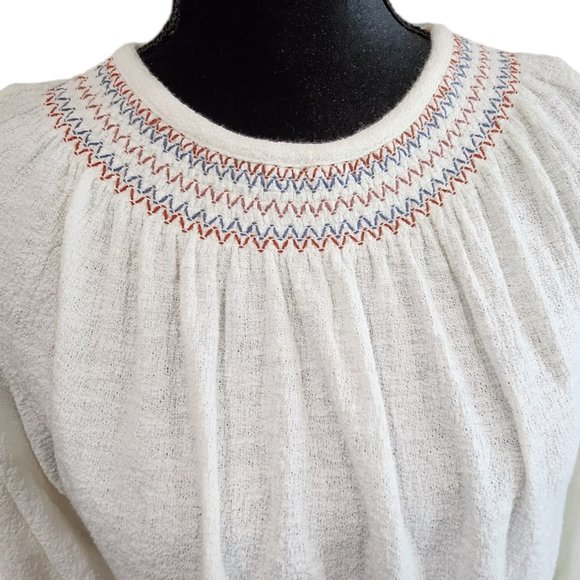 Madewell Superlight Jacquard Embroidered Smocked Top Organic Cotton XS - Picture 8 of 11